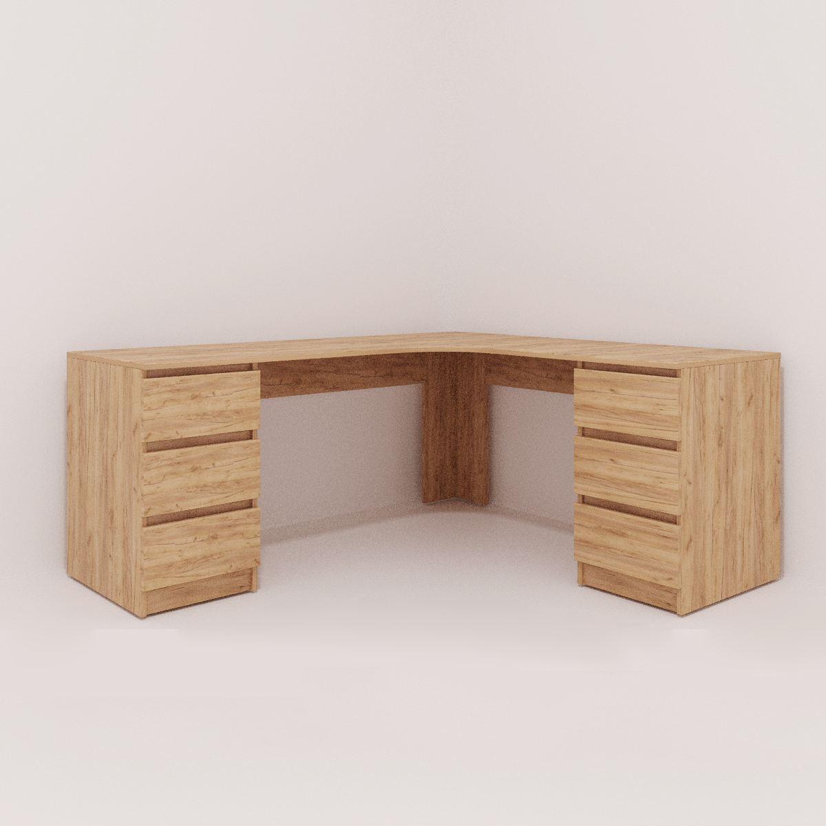 Стіл письмовий кутовий Леон Захід Меблі дві тумби 1500х1500х750 мм Дуб Крафт Золоти